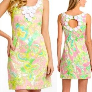 Lilly Pulitzer Sz 6 Chin Chin Nina Preppy Resort Vibrant Floral Shift Dress Lace